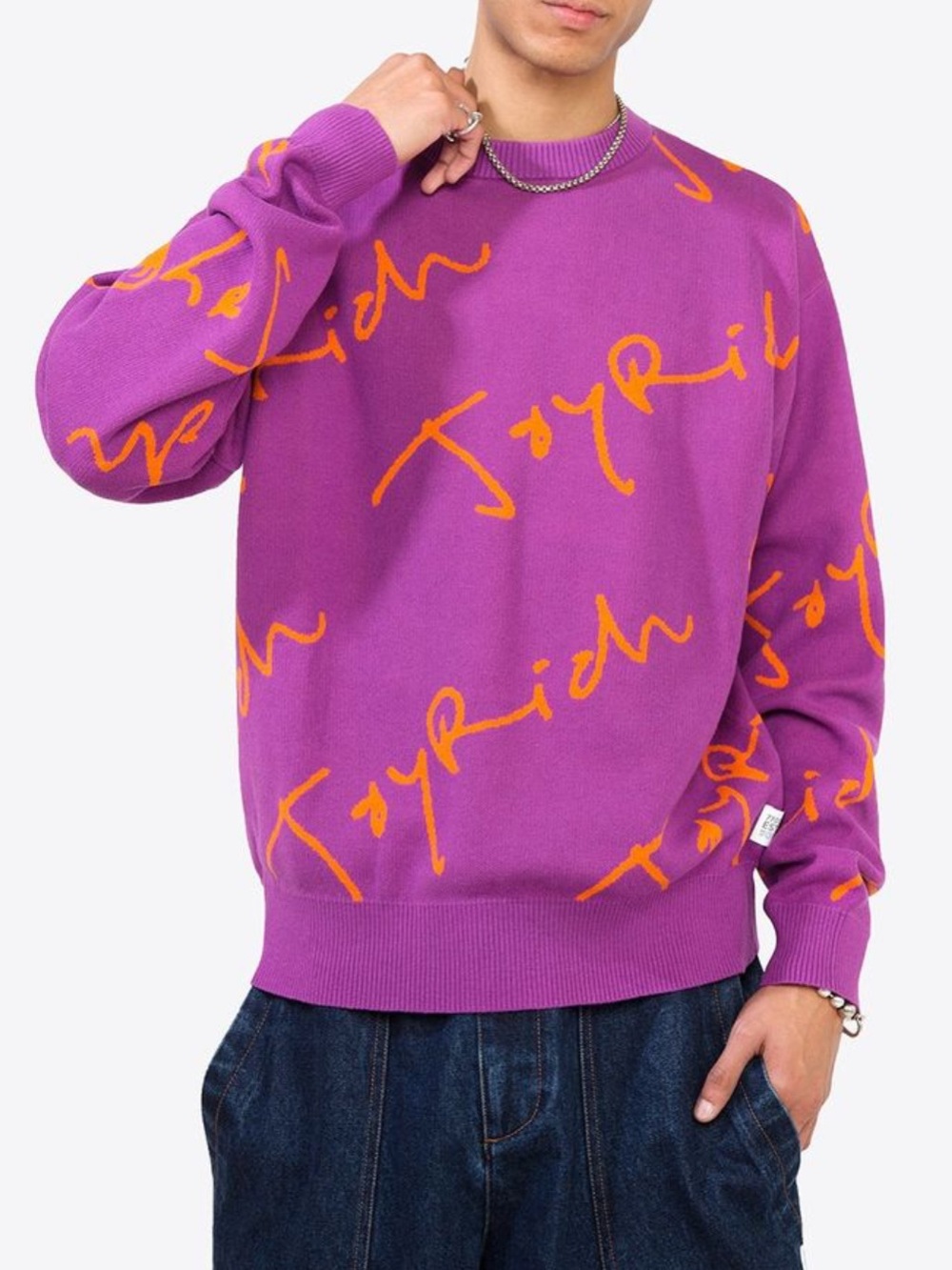 Joyrich Purple Crewneck Sweater with Orange Script